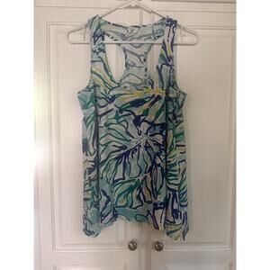 Lilly Pulitzer Small Tank Top Racerback Monterey Pool Blue Stay Cool Pima Cotton